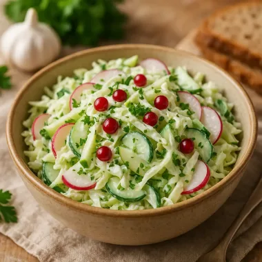 Салат з капусти з редисом та журавлиною