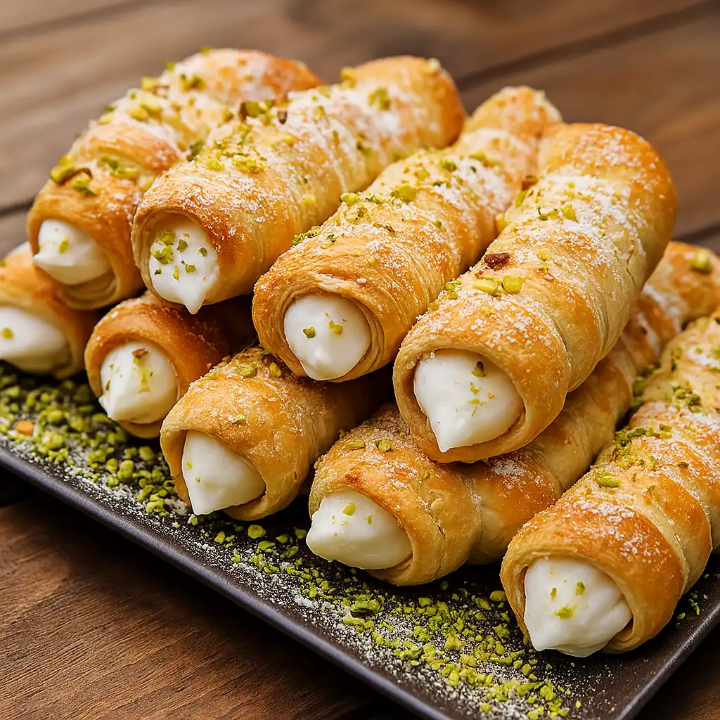 Листкові трубочки з білковим кремом