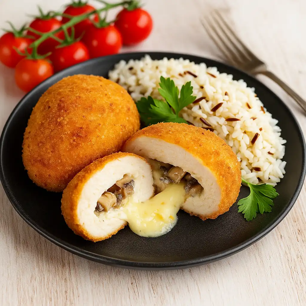 Курячі зрази з грибами та сиром