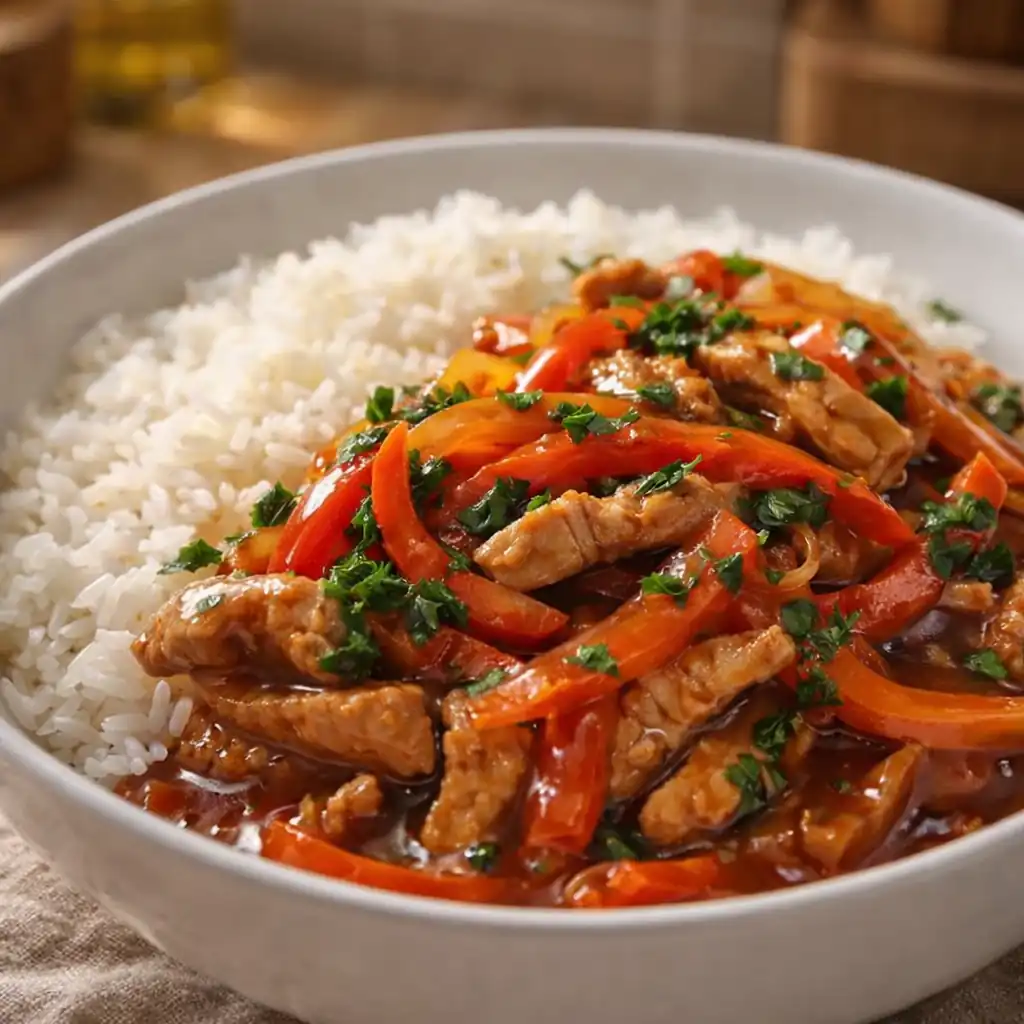 М’ясо в соєво-теріякі соусі з овочами