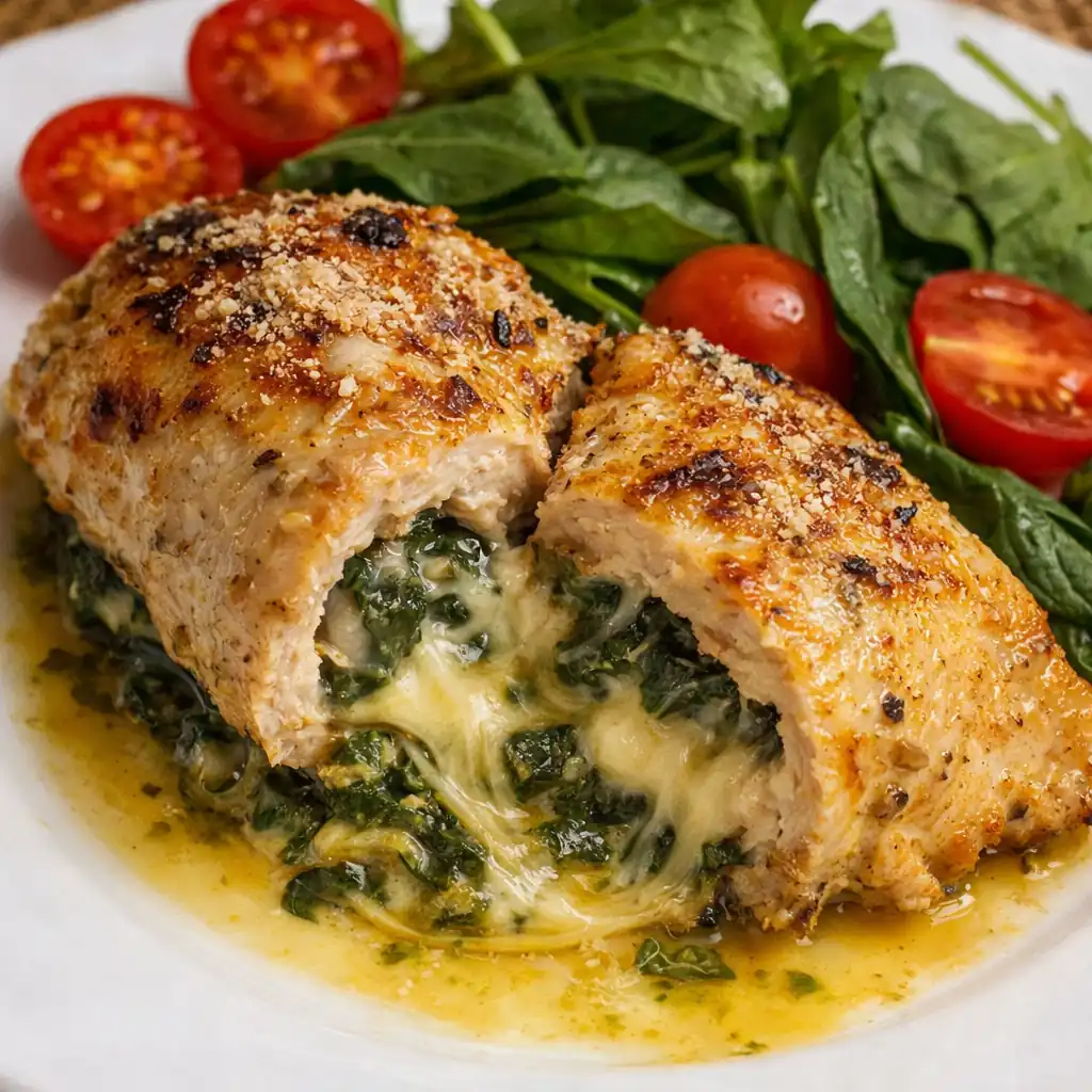 Куряча грудка з песто і шпинатом