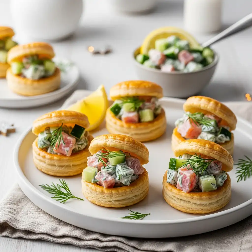 Закуска з листкового тіста з червоною рибою та крем-сиром