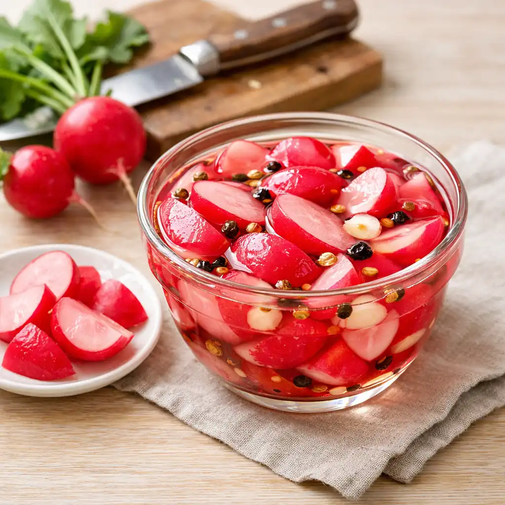 Маринований редис — швидка хрустка закуска, яка зникає зі столу першою