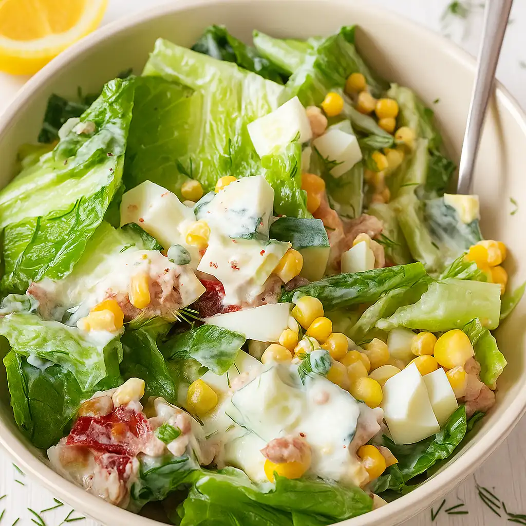 МашкичиріЛегкий салат з тунцем, яйцями та йогуртово-гірчичною заправкою