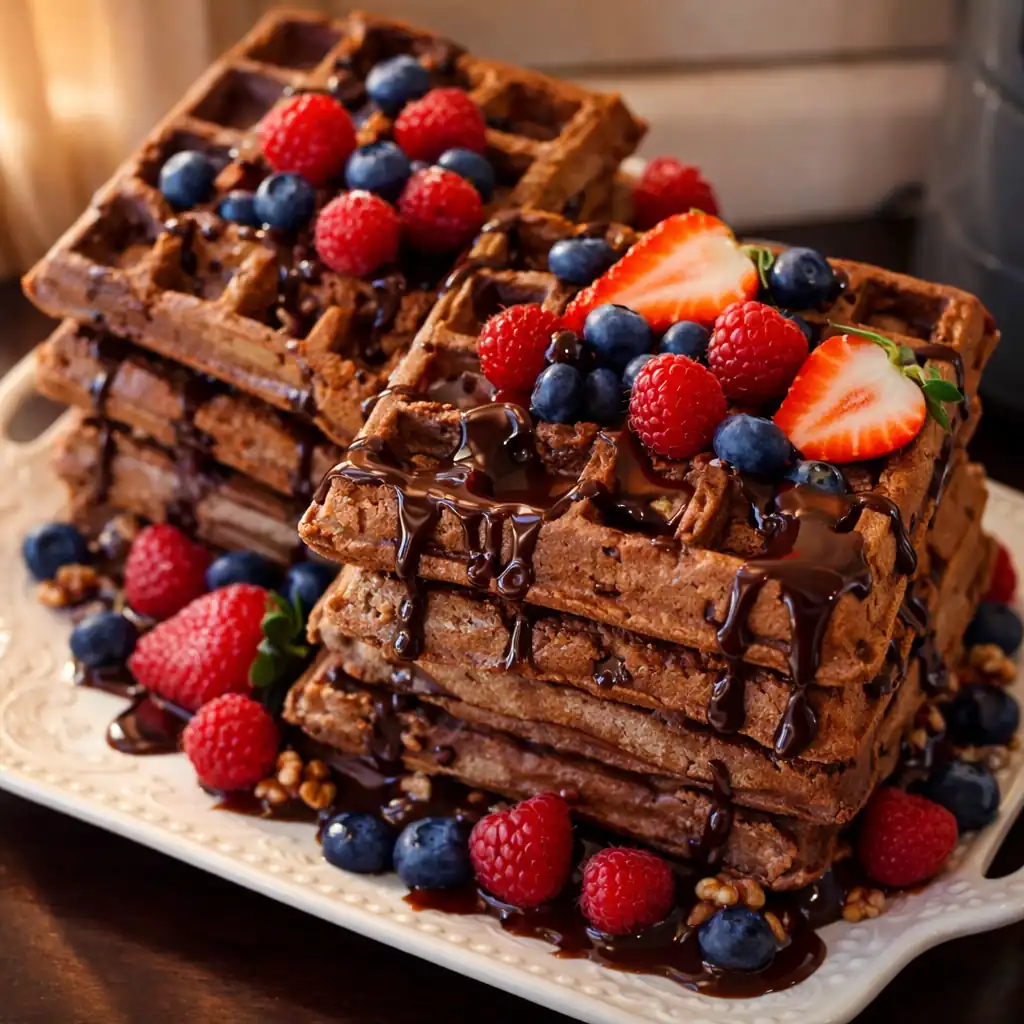 Шоколадно-горіхові вафлі на кефірі