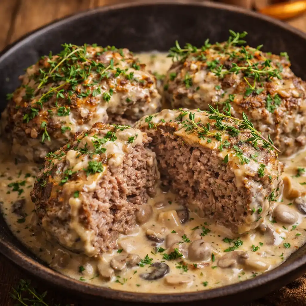 Котлети у вершково-грибному соусі