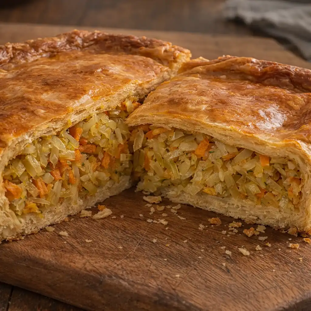 Пиріг з капустою на кефірному пісочному тісті