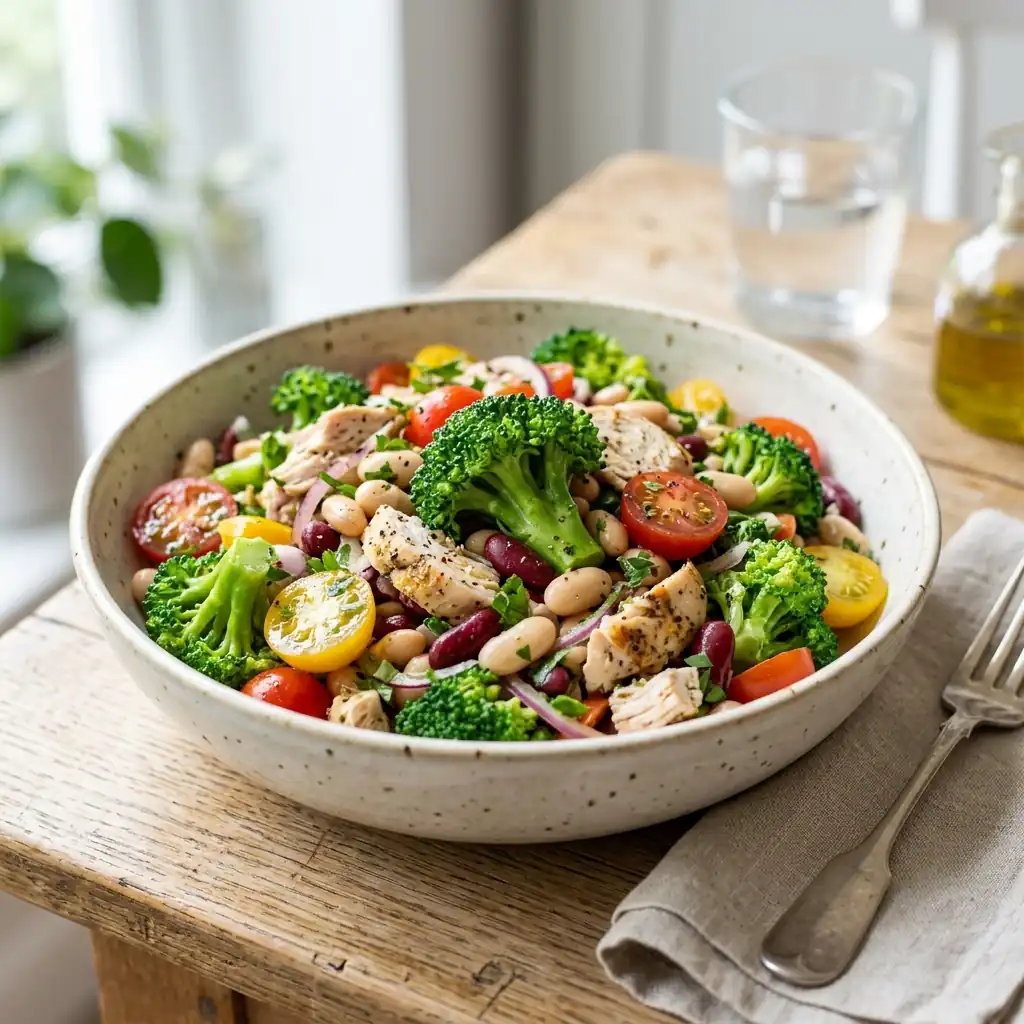 Салат з броколі, куркою та квасолею — ситний і корисний за 20 хвилин