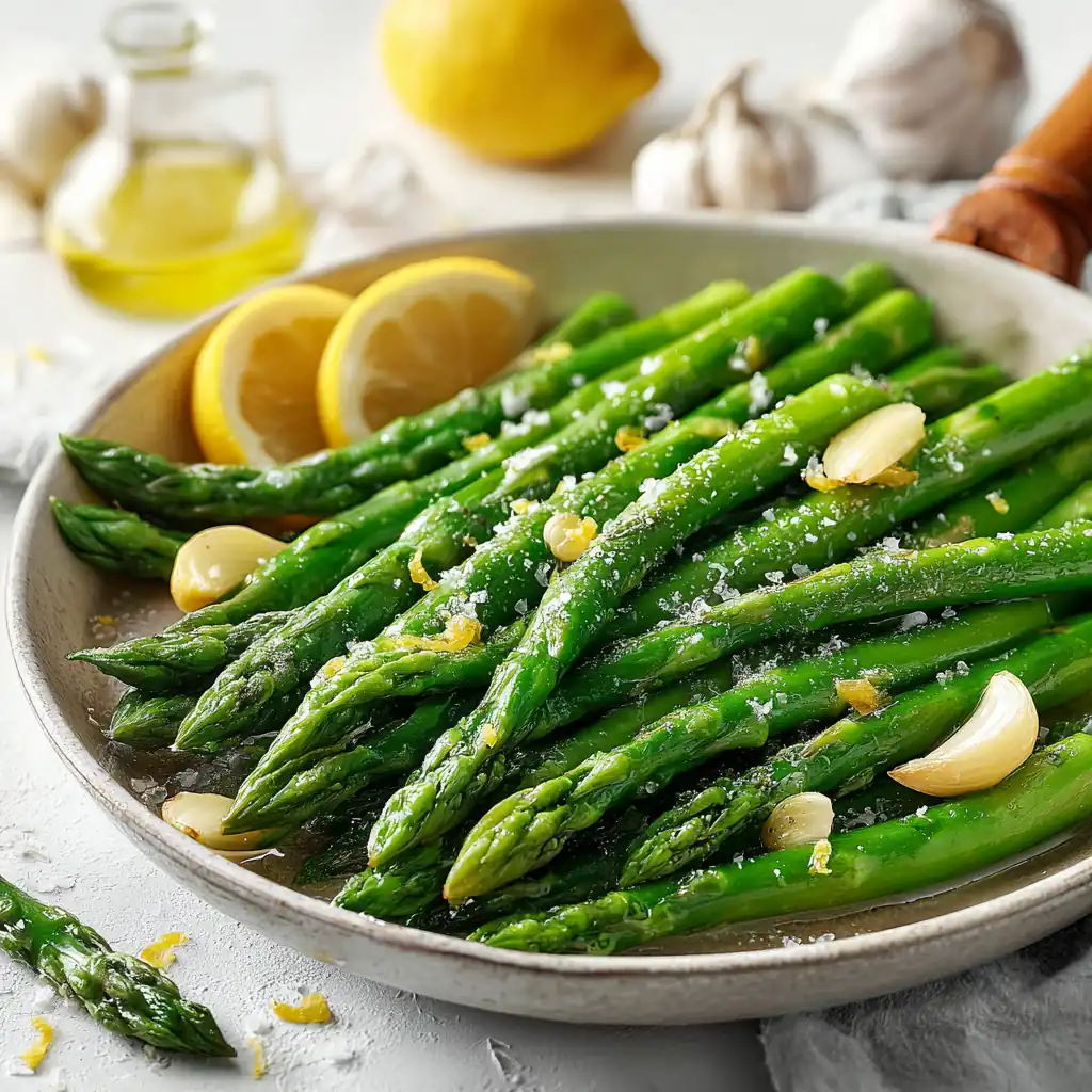  Спаржа на сковороді з часником і лимоном