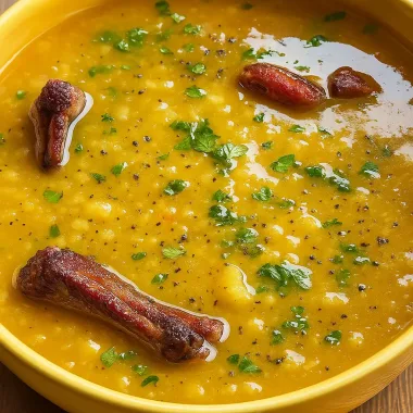 Гороховий суп із копченими реберцями