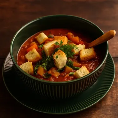 Гострий томатний суп із червоною сочевицею