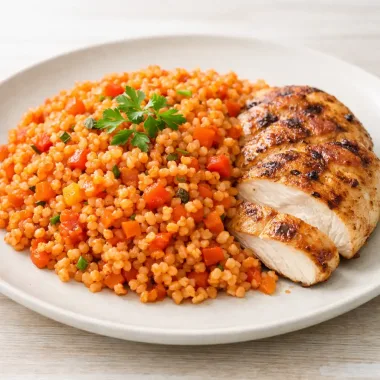 Булгур з овочами на сковороді