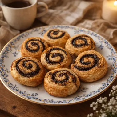 Булочки з маком із листкового дріжджового тіста в мультипечі