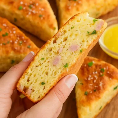 Сирні булочки "Скони" з зеленою цибулею та шинкою