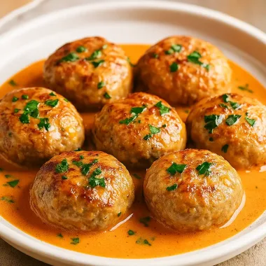 Домашні котлетки з картоплею — соковиті, м’які та ароматні під ніжною сметанно-томатною заливкою