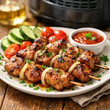 Шашлик зі свинини в аерогрилі / мультипечі — соковитий та рум’яний