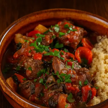 Тушкована яловича печінка з овочами