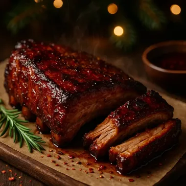 Запечені свинячі ребра в медово-гострому соусі