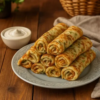 Ситні млинці з  твердим сиром та  зеленню