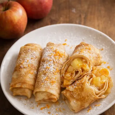 Тонкі млинці з яблучно-апельсиновою начинкою