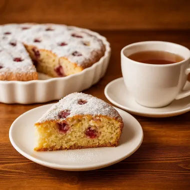 Пухка яблучна шарлотка з малиною