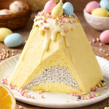 Сирна паска з лимонним шаром і маковою серединкою