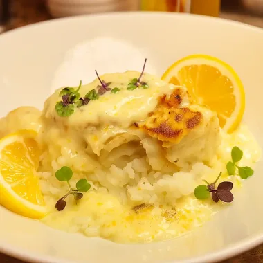 Мінтай у білому соусі на сковороді