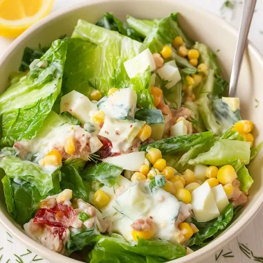 Легкий салат з тунцем, яйцями та йогуртово-гірчичною заправкою