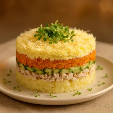 Салат з копченою куркою та овочами