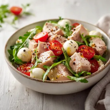Салат з тунцем, моцарелою і руколою — ідеальний варіант для легкої вечері