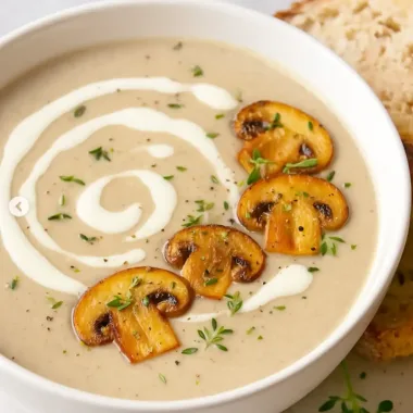 Грибний суп із печериць та вершків