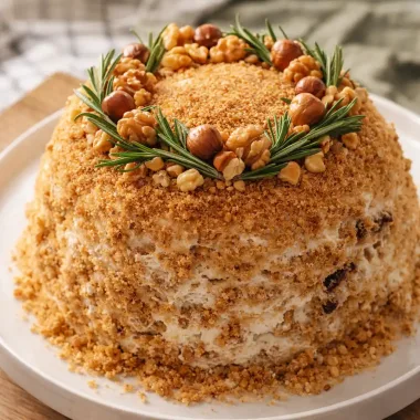 Лінивий медовий торт зі сметанно-вершковим кремом