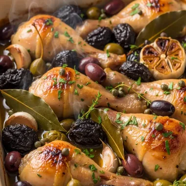 Голені «Марбелья» — курка в винно-оливковому маринаді з каперсами та чорносливом